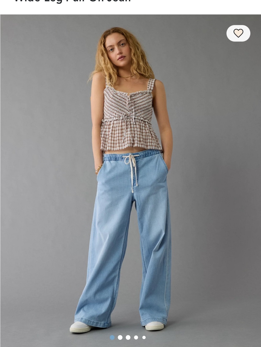 American Eagle stretch low rise ultra wide leg pull on jeans size S Long
